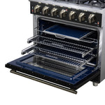 Forno Massimo 36-Inch Black Freestanding Gas Range, 6 Sealed Burners, Convection Oven, Energy Efficient - BonPrix Électroménagers