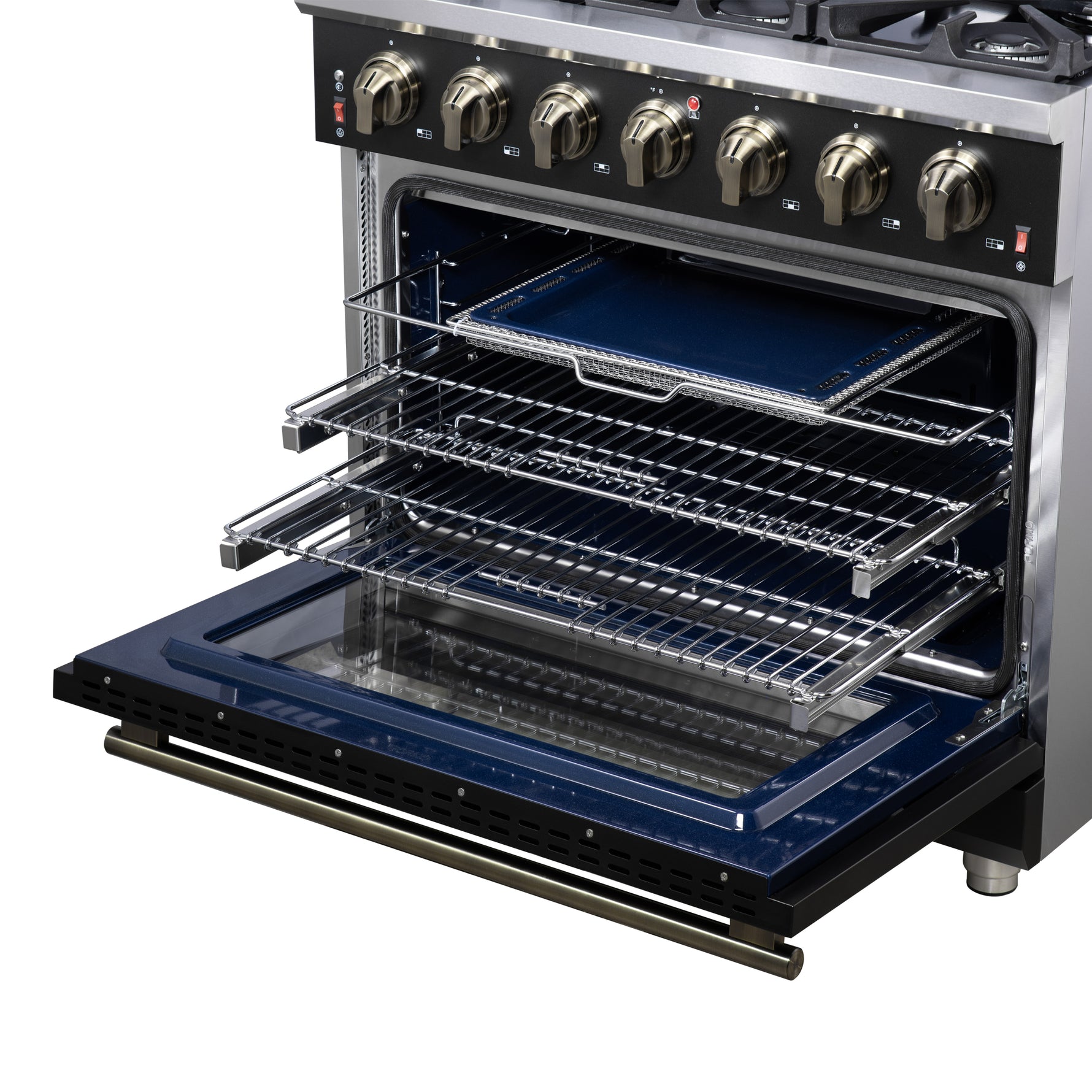 Forno Massimo 36-Inch Black Freestanding Gas Range, 6 Sealed Burners, Convection Oven, Energy Efficient - BonPrix Électroménagers