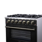 Forno Massimo 36-Inch Black Freestanding Gas Range, 6 Sealed Burners, Convection Oven, Energy Efficient - BonPrix Électroménagers