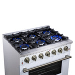 Forno Massimo 36-Inch White Freestanding Gas Range, 6 Sealed Burners, Convection Oven, Energy Efficient - BonPrix Électroménagers