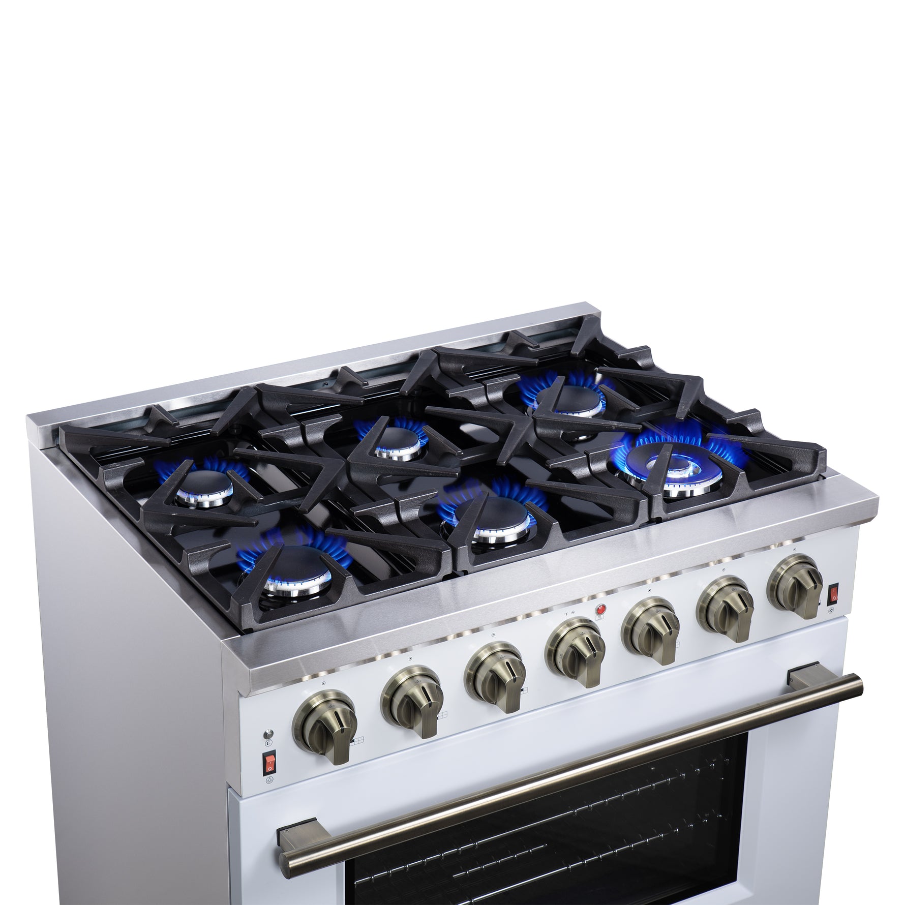 Forno Massimo 36-Inch White Freestanding Gas Range, 6 Sealed Burners, Convection Oven, Energy Efficient - BonPrix Électroménagers