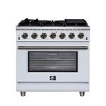 Forno Massimo 36-Inch White Freestanding Gas Range, 6 Sealed Burners, Convection Oven, Energy Efficient - BonPrix Électroménagers