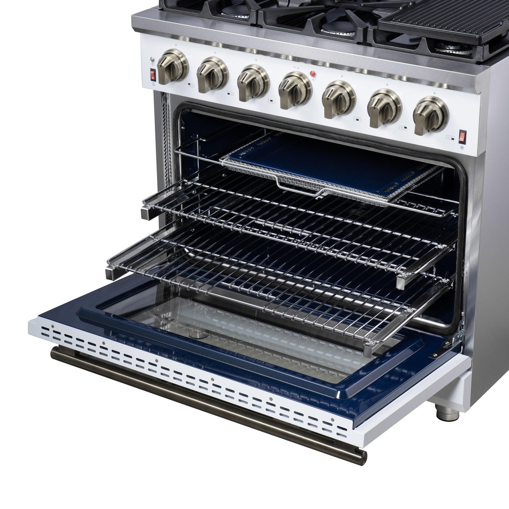 Forno Massimo 36-Inch White Freestanding Gas Range, 6 Sealed Burners, Convection Oven, Energy Efficient - BonPrix Électroménagers