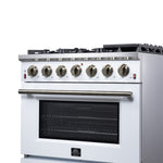 Forno Massimo 36-Inch White Freestanding Gas Range, 6 Sealed Burners, Convection Oven, Energy Efficient - BonPrix Électroménagers