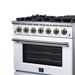 Forno Massimo 36-Inch White Freestanding Gas Range, 6 Sealed Burners, Convection Oven, Energy Efficient - BonPrix Électroménagers