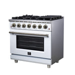 Forno Massimo 36-Inch White Freestanding Gas Range, 6 Sealed Burners, Convection Oven, Energy Efficient - BonPrix Électroménagers
