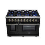 Forno Massimo 48-Inch Black Freestanding Gas Range, 8 Burners, True Convection Oven - BonPrix Électroménagers