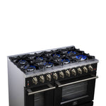 Forno Massimo 48-Inch Black Freestanding Gas Range, 8 Burners, True Convection Oven - BonPrix Électroménagers