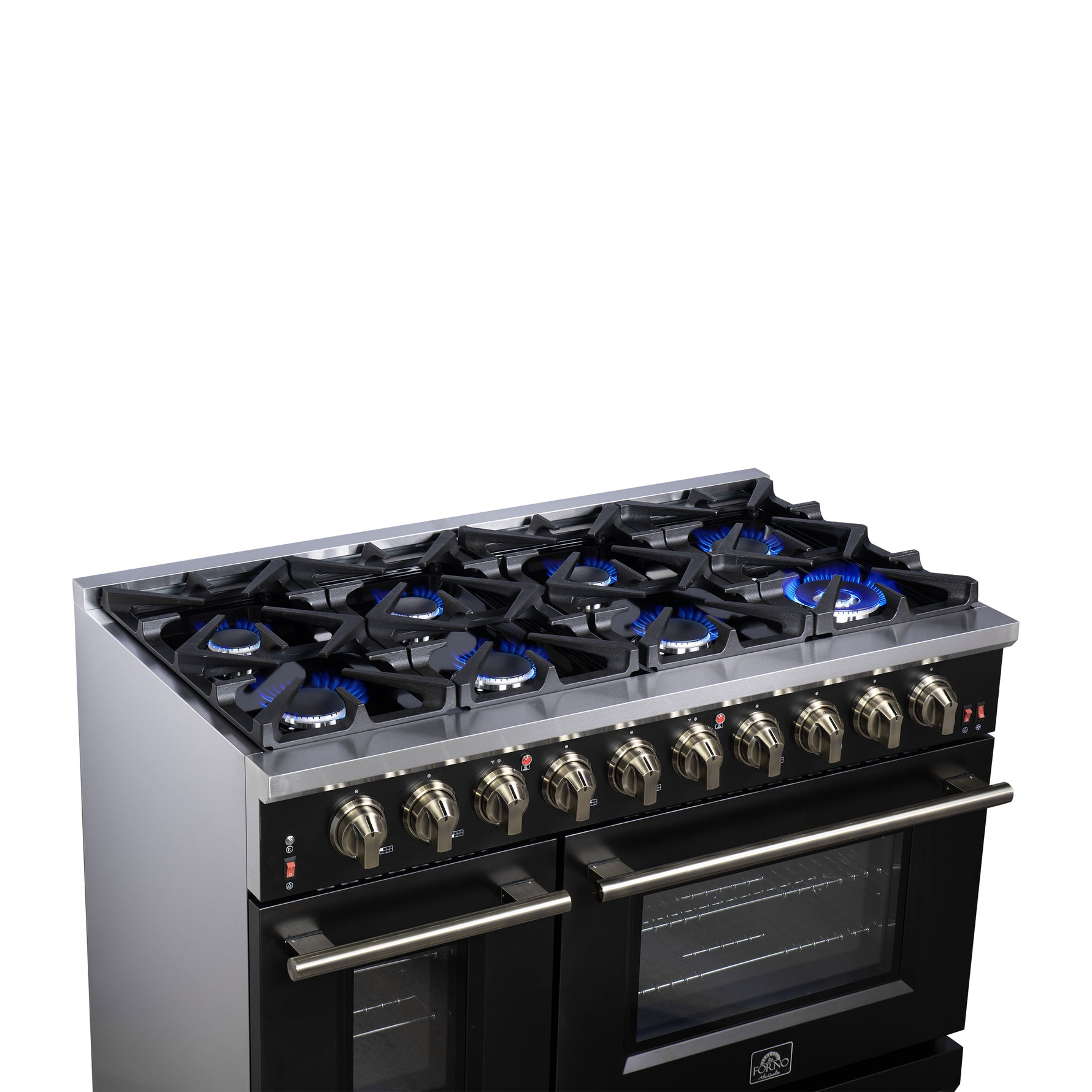 Forno Massimo 48-Inch Black Freestanding Gas Range, 8 Burners, True Convection Oven - BonPrix Électroménagers
