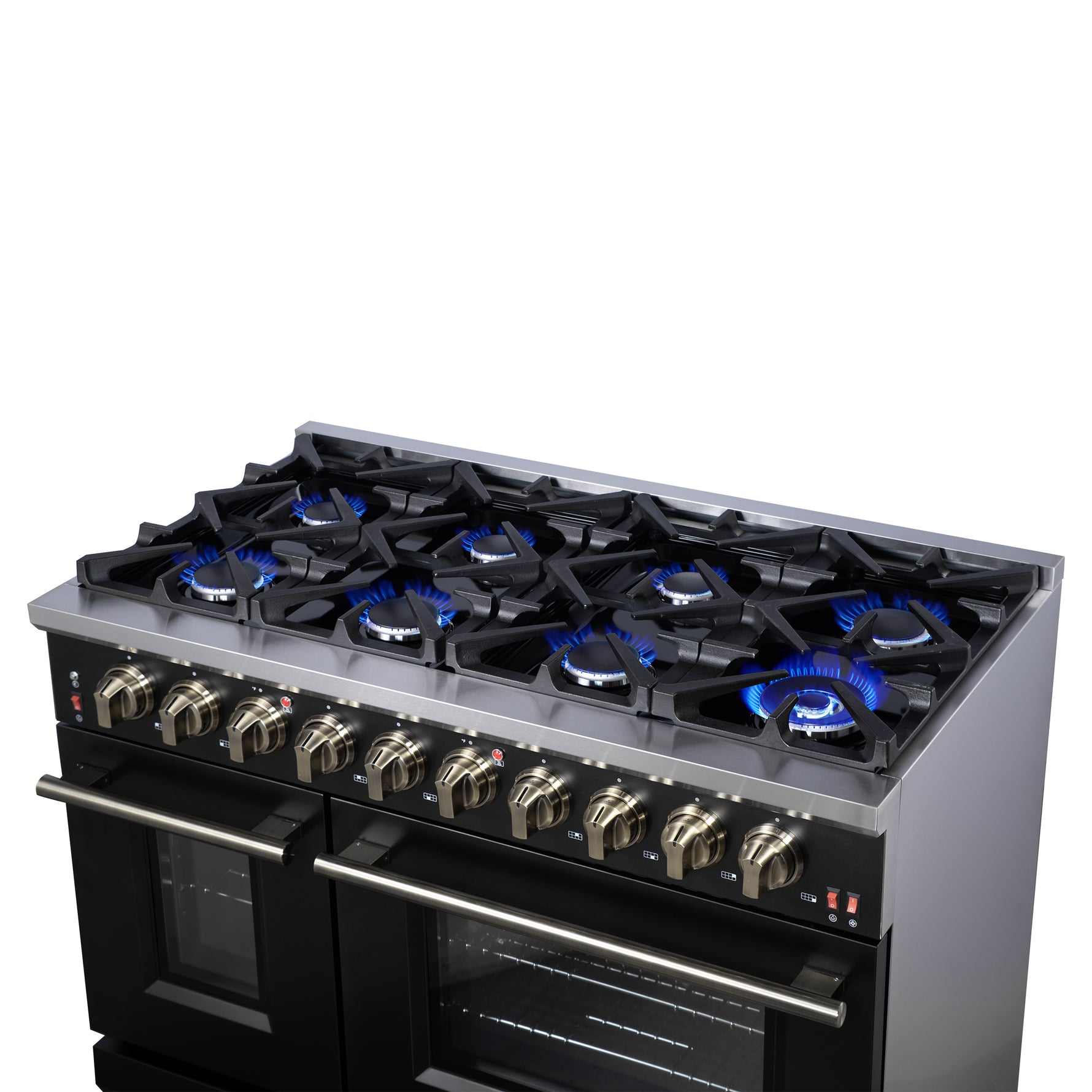 Forno Massimo 48-Inch Black Freestanding Gas Range, 8 Burners, True Convection Oven - BonPrix Électroménagers