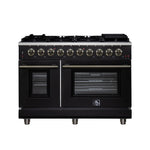 Forno Massimo 48-Inch Black Freestanding Gas Range, 8 Burners, True Convection Oven - BonPrix Électroménagers