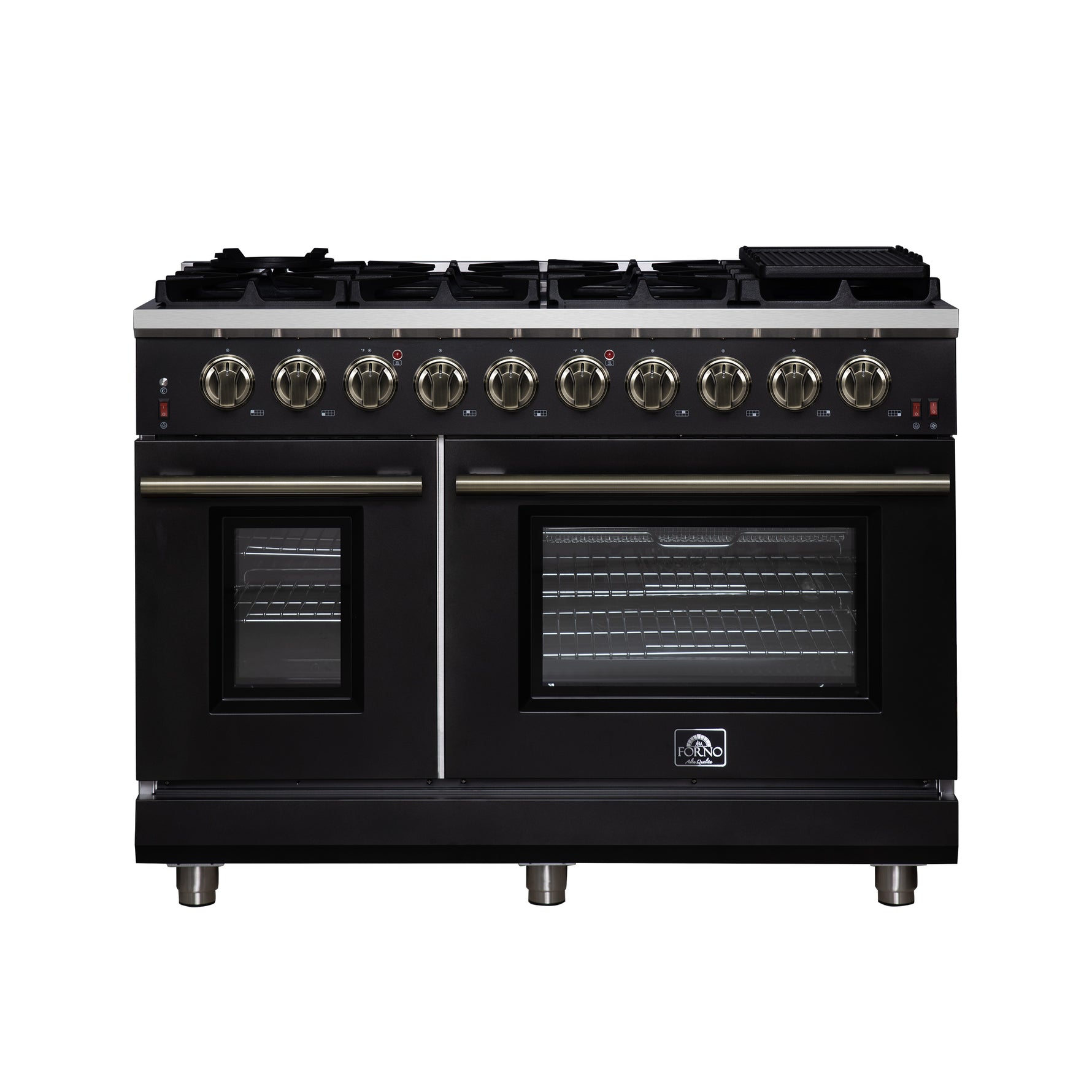 Forno Massimo 48-Inch Black Freestanding Gas Range, 8 Burners, True Convection Oven - BonPrix Électroménagers