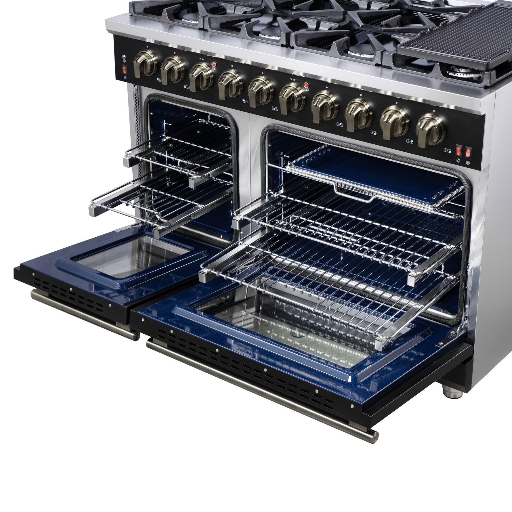 Forno Massimo 48-Inch Black Freestanding Gas Range, 8 Burners, True Convection Oven - BonPrix Électroménagers