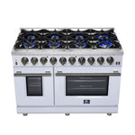Forno Massimo 48-Inch White Freestanding Gas Range, 8 Burners, True Convection Oven - BonPrix Électroménagers