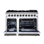 Forno Massimo 48-Inch White Freestanding Gas Range, 8 Burners, True Convection Oven - BonPrix Électroménagers