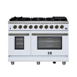 Forno Massimo 48-Inch White Freestanding Gas Range, 8 Burners, True Convection Oven - BonPrix Électroménagers