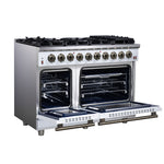 Forno Massimo 48-Inch White Freestanding Gas Range, 8 Burners, True Convection Oven - BonPrix Électroménagers