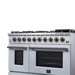Forno Massimo 48-Inch White Freestanding Gas Range, 8 Burners, True Convection Oven - BonPrix Électroménagers