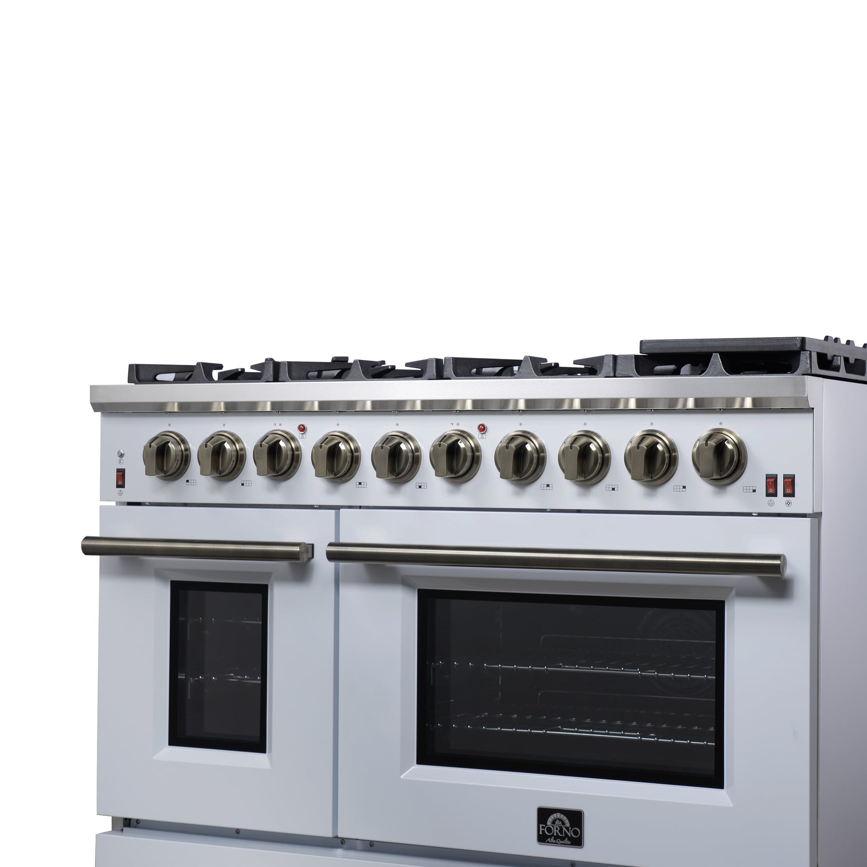 Forno Massimo 48-Inch White Freestanding Gas Range, 8 Burners, True Convection Oven - BonPrix Électroménagers