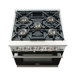 Forno Capriasca 30-Inch Freestanding Gas Range, 4 Burners, True Convection Oven, Black Door - BonPrix Électroménagers