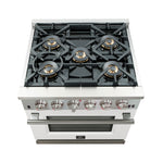 Forno Capriasca 30-Inch Freestanding Gas Range, 4 Burners, True Convection Oven, White Door - BonPrix Électroménagers