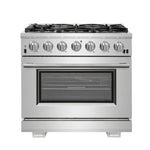 Forno Capriasca 36-Inch Gas Range, Stainless Steel, 6 Brass Burners, 120,000 BTU, Convection Oven, Energy Efficient - BonPrix Électroménagers