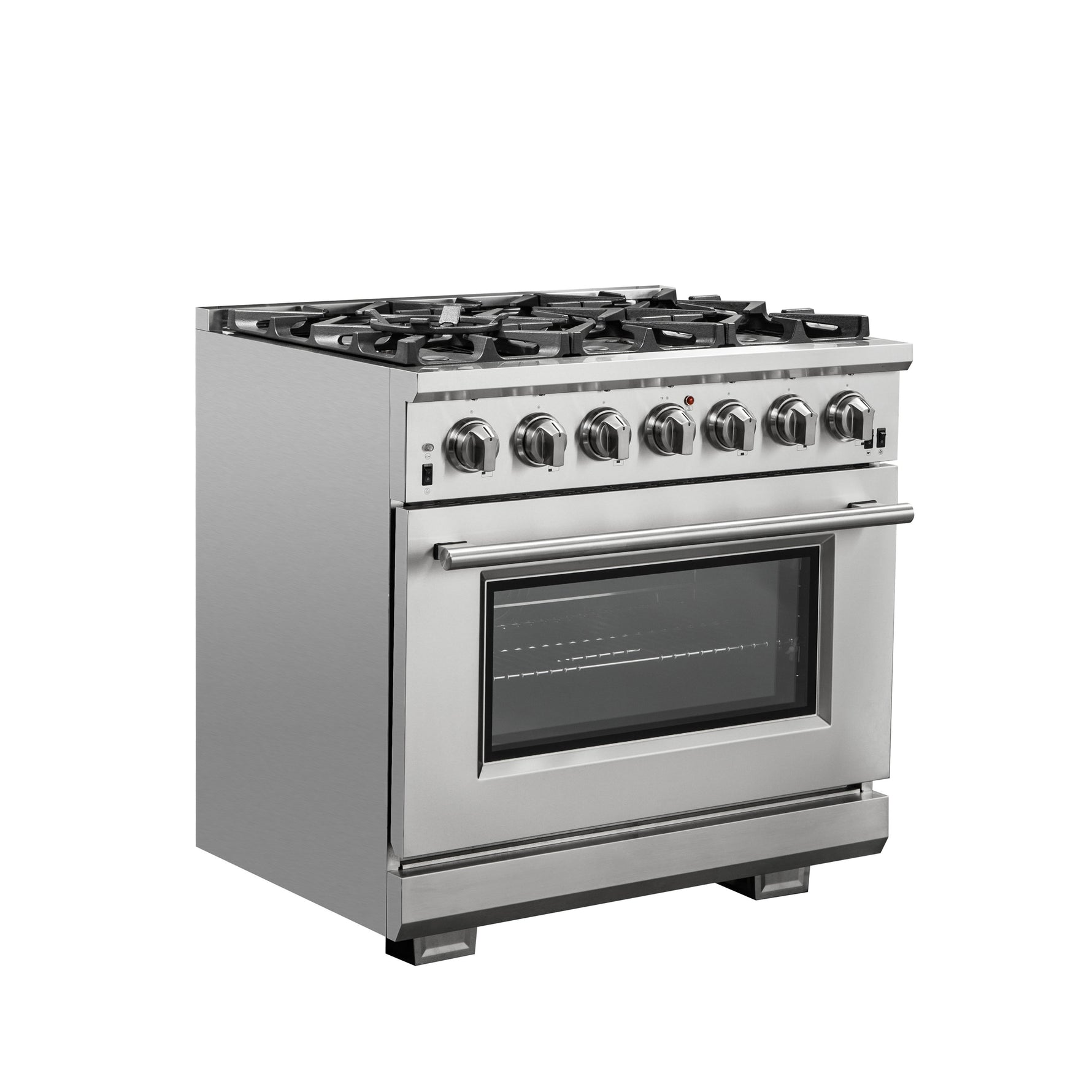 Forno Capriasca 36-Inch Gas Range, Stainless Steel, 6 Brass Burners, 120,000 BTU, Convection Oven, Energy Efficient - BonPrix Électroménagers