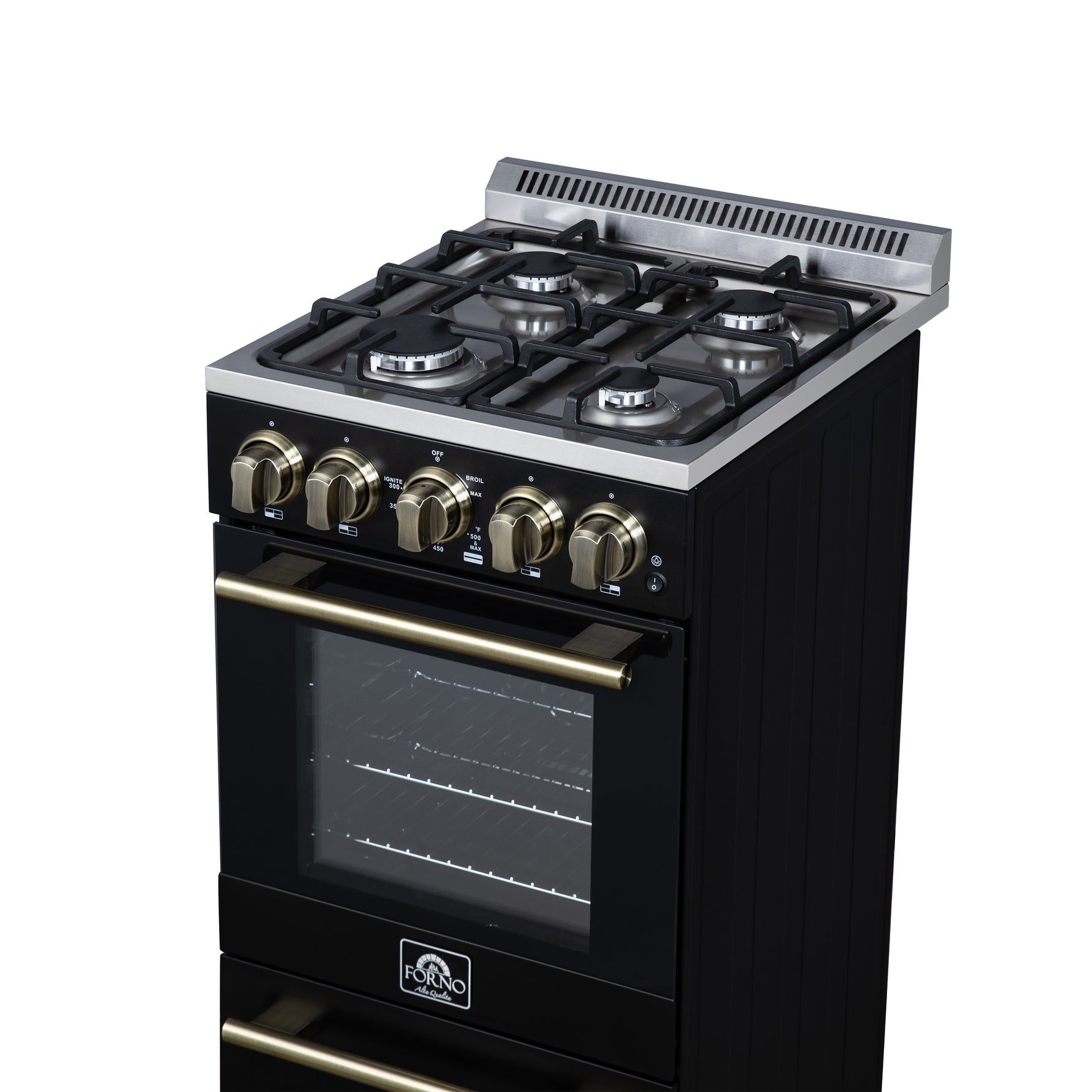 Forno Lamazze 20 Inch Freestanding Gas Range in Black, Compact Design - BonPrix Électroménagers