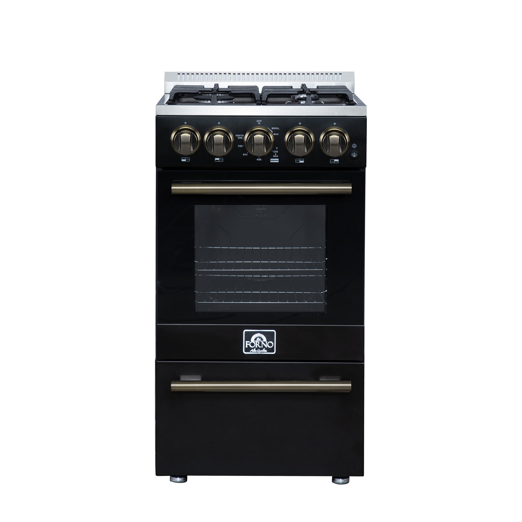 Forno Lamazze 20 Inch Freestanding Gas Range in Black, Compact Design - BonPrix Électroménagers