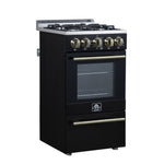 Forno Lamazze 20 Inch Freestanding Gas Range in Black, Compact Design - BonPrix Électroménagers