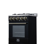 Forno Lamazze 20 Inch Freestanding Gas Range in Black, Compact Design - BonPrix Électroménagers