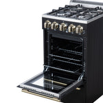 Forno Lamazze 20 Inch Freestanding Gas Range in Black, Compact Design - BonPrix Électroménagers