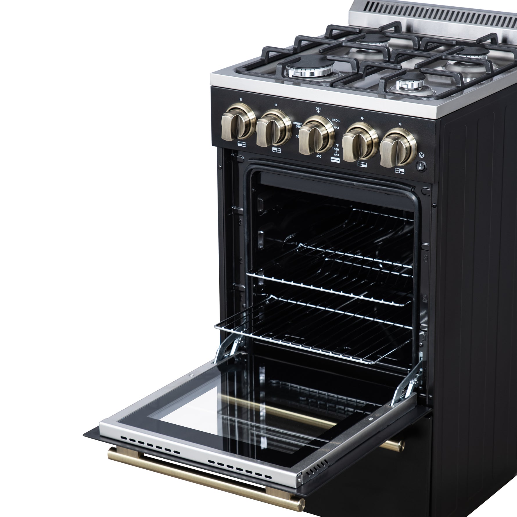 Forno Lamazze 20 Inch Freestanding Gas Range in Black, Compact Design - BonPrix Électroménagers