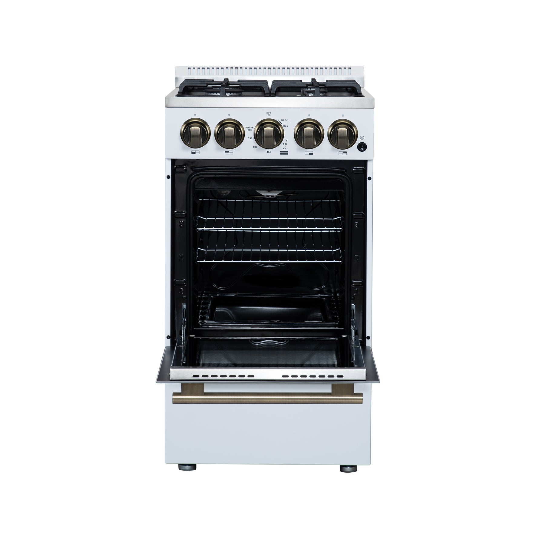 Forno Lamazze 20 Inch Freestanding Gas Range in White, Compact Design - BonPrix Électroménagers