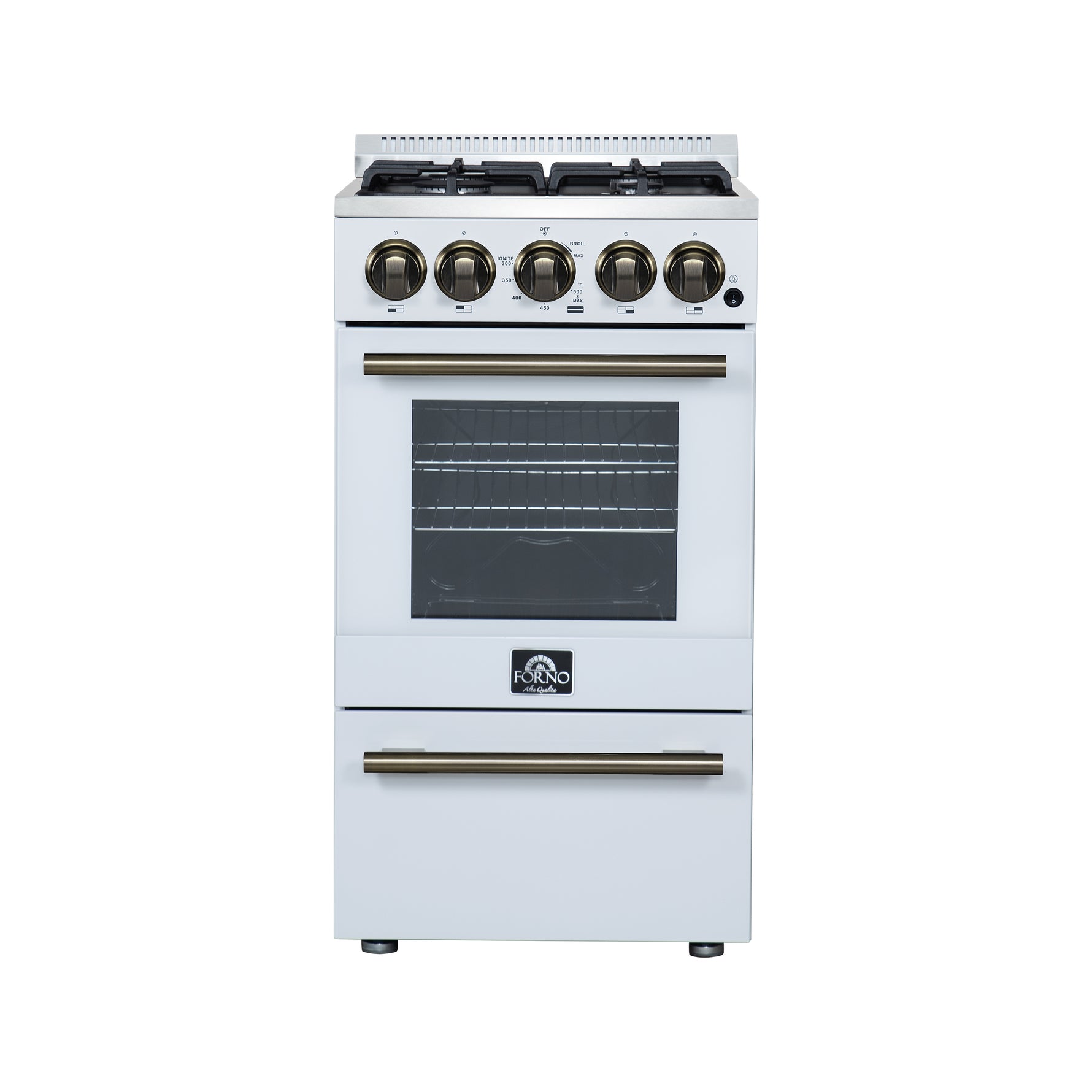 Forno Lamazze 20 Inch Freestanding Gas Range in White, Compact Design - BonPrix Électroménagers