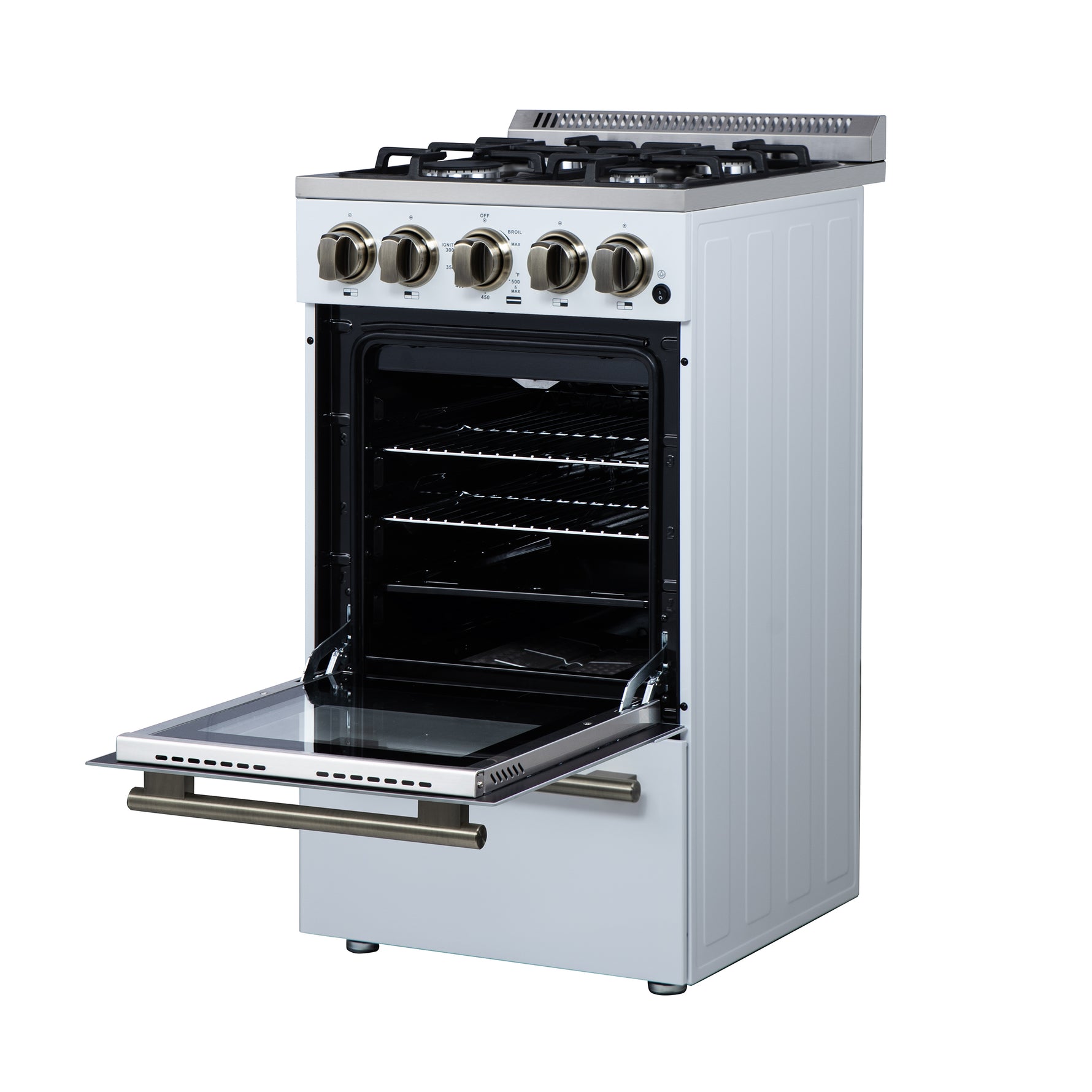 Forno Lamazze 20 Inch Freestanding Gas Range in White, Compact Design - BonPrix Électroménagers