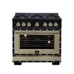 Valente 36" Gas Range in Black, 6 Sealed Burnes, 71 000 BTU Cooktop Output , 5.2 Cu.Ft. convection Oven, Telescopic Racks - BonPrix Électroménagers