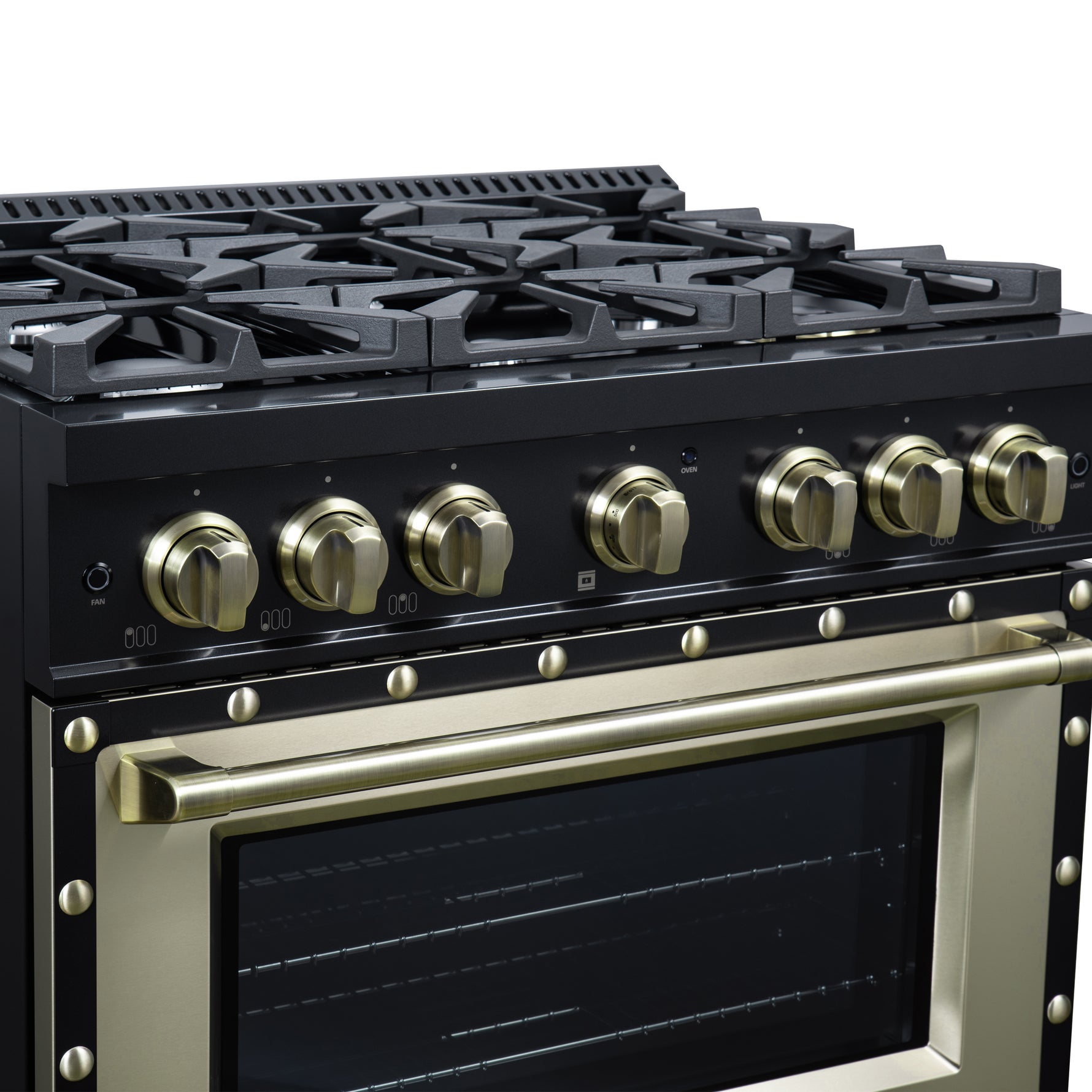 Valente 36" Gas Range in Black, 6 Sealed Burnes, 71 000 BTU Cooktop Output , 5.2 Cu.Ft. convection Oven, Telescopic Racks - BonPrix Électroménagers