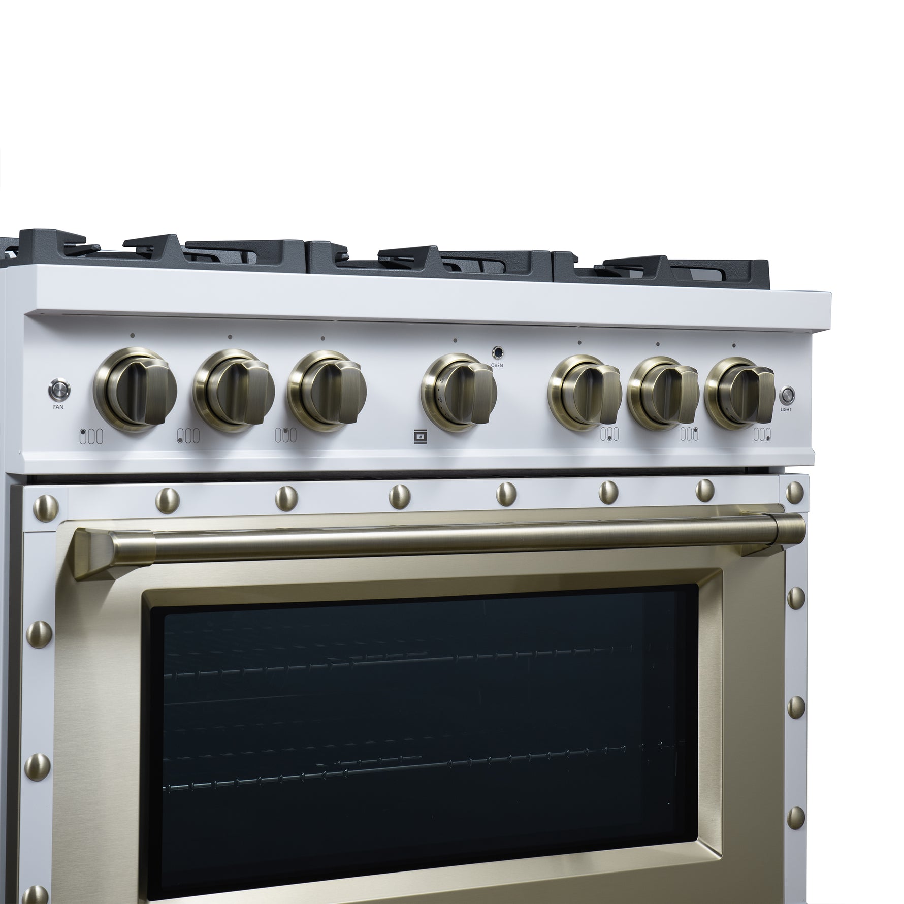 Valente 36" Gas Range in White, 6 Sealed Burnes, 71 000 BTU Cooktop Output , 5.2 Cu.Ft. convection Oven, Telescopic Racks - BonPrix Électroménagers
