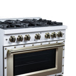 Valente 36" Gas Range in White, 6 Sealed Burnes, 71 000 BTU Cooktop Output , 5.2 Cu.Ft. convection Oven, Telescopic Racks - BonPrix Électroménagers