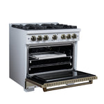 Valente 36" Gas Range in White, 6 Sealed Burnes, 71 000 BTU Cooktop Output , 5.2 Cu.Ft. convection Oven, Telescopic Racks - BonPrix Électroménagers