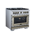 Valente 36" Gas Range in White, 6 Sealed Burnes, 71 000 BTU Cooktop Output , 5.2 Cu.Ft. convection Oven, Telescopic Racks - BonPrix Électroménagers