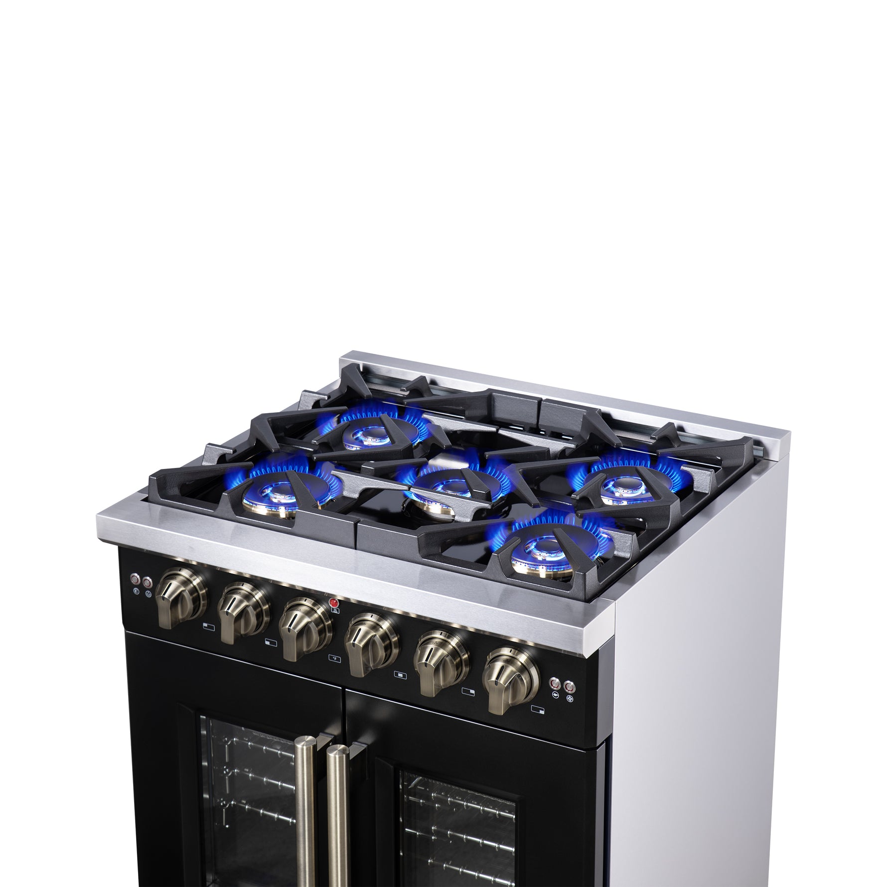 Forno Capriasca 30-Inch Freestanding French Door Gas Range, 4 Burners, Convection Oven, Energy Efficient - BonPrix Électroménagers