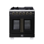 Forno Capriasca 30-Inch Freestanding French Door Gas Range, 4 Burners, Convection Oven, Energy Efficient - BonPrix Électroménagers