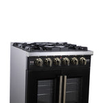 Forno Capriasca 30-Inch Freestanding French Door Gas Range, 4 Burners, Convection Oven, Energy Efficient - BonPrix Électroménagers
