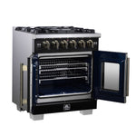 Forno Capriasca 30-Inch Freestanding French Door Gas Range, 4 Burners, Convection Oven, Energy Efficient - BonPrix Électroménagers