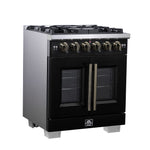 Forno Capriasca 30-Inch Freestanding French Door Gas Range, 4 Burners, Convection Oven, Energy Efficient - BonPrix Électroménagers