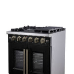 Forno Capriasca 30-Inch Freestanding French Door Gas Range, 4 Burners, Convection Oven, Energy Efficient - BonPrix Électroménagers