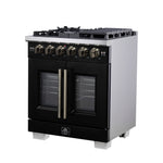 Forno Capriasca 30-Inch Freestanding French Door Gas Range, 4 Burners, Convection Oven, Energy Efficient - BonPrix Électroménagers