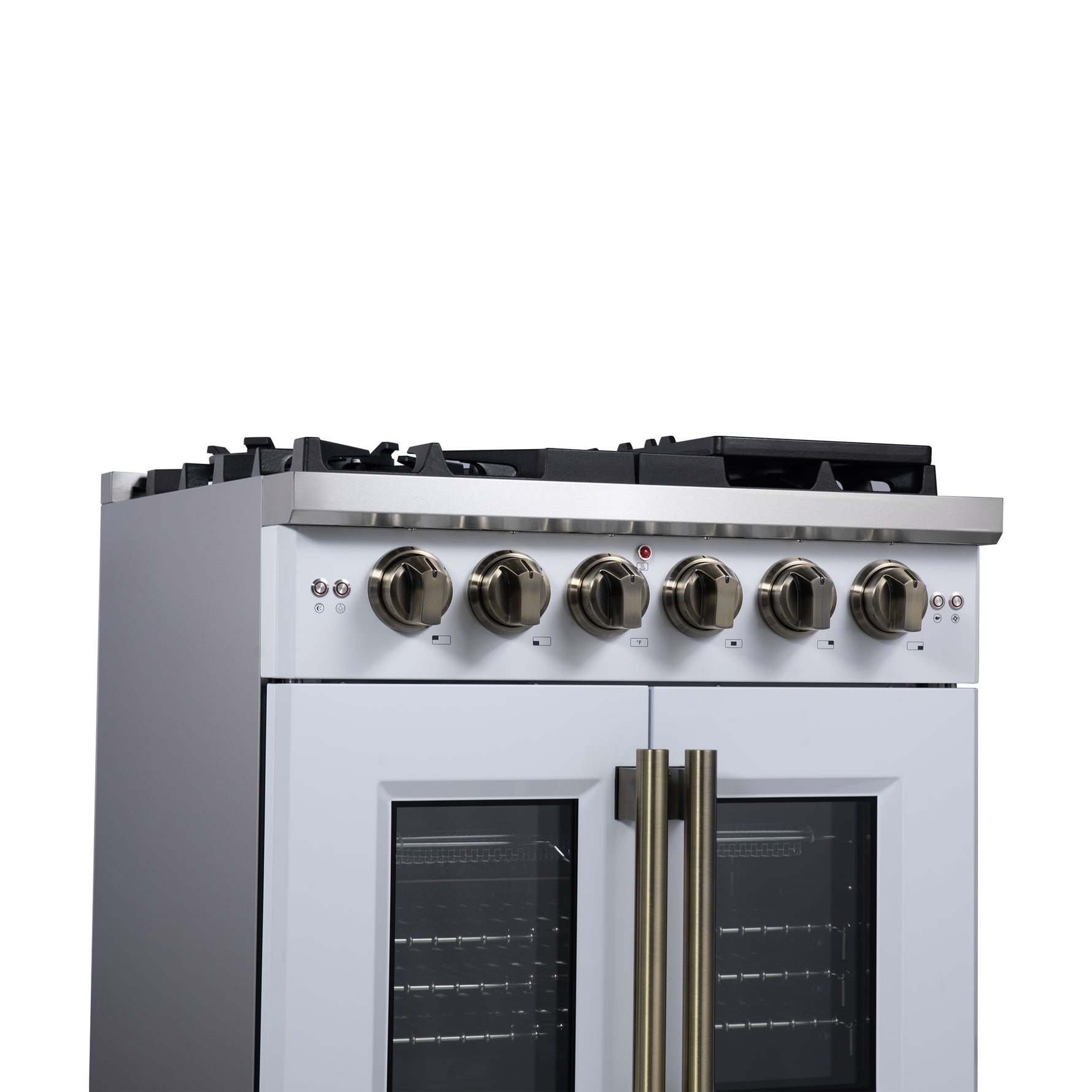 Forno Capriasca 30-Inch White Freestanding French Door Gas Range, 4 Burners, Convection Oven, Energy Efficient - BonPrix Électroménagers